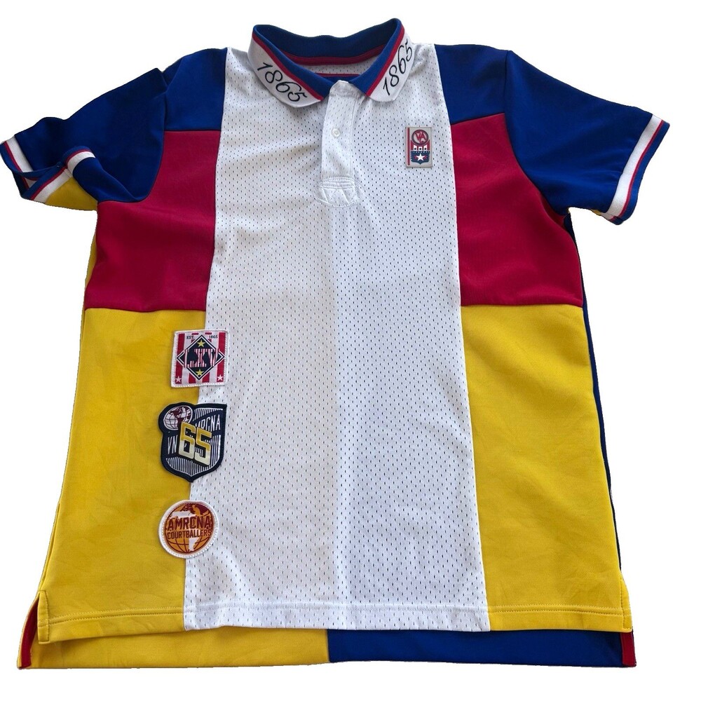 Vintage Americana Tradition Men’s XL Colorblock Multi parche Retro 90s Golf Polo